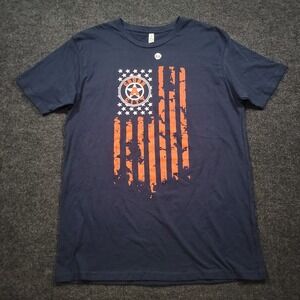 Crush City Men Graphic T Shirt 2XL Navy Houston Baseball Flag‎